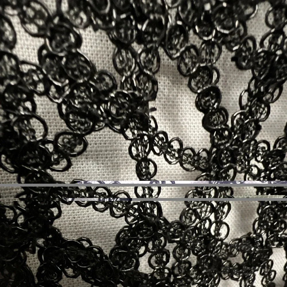 Black Textured Openwork Novelty Lace Fabric Scalloped Edge 46.5